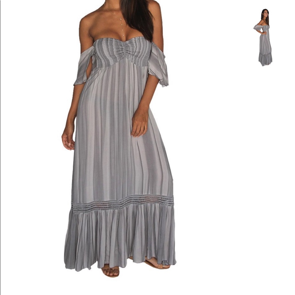 Khush blue off the shoulder dress